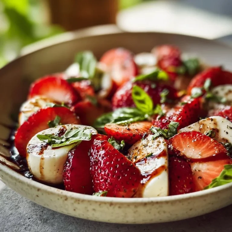 Balsamic Strawberry Caprese salad with strawberries, mozzarella, and basil
