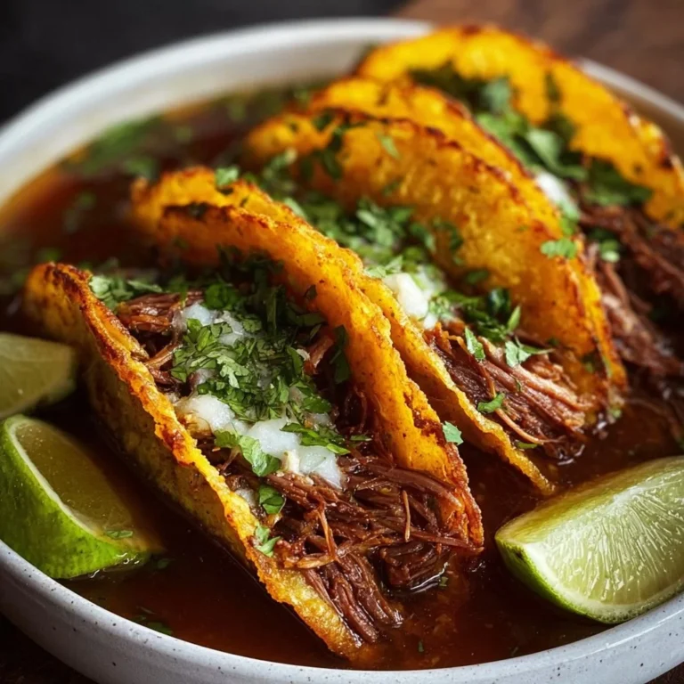 Delicious easy birria tacos with consommé made in a slow cooker