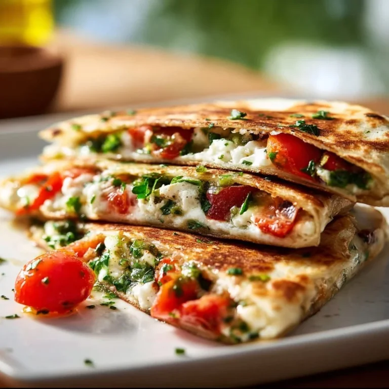 Delicious easy Mediterranean Quesadilla filled with fresh vegetables and cheese