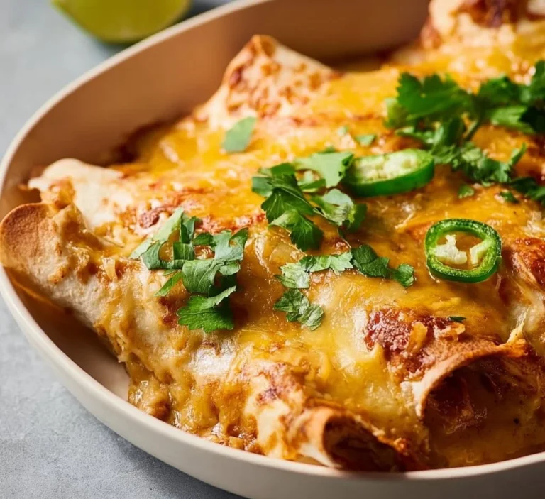 Gluten-free and dairy-free chicken enchiladas served on a plate with toppings.