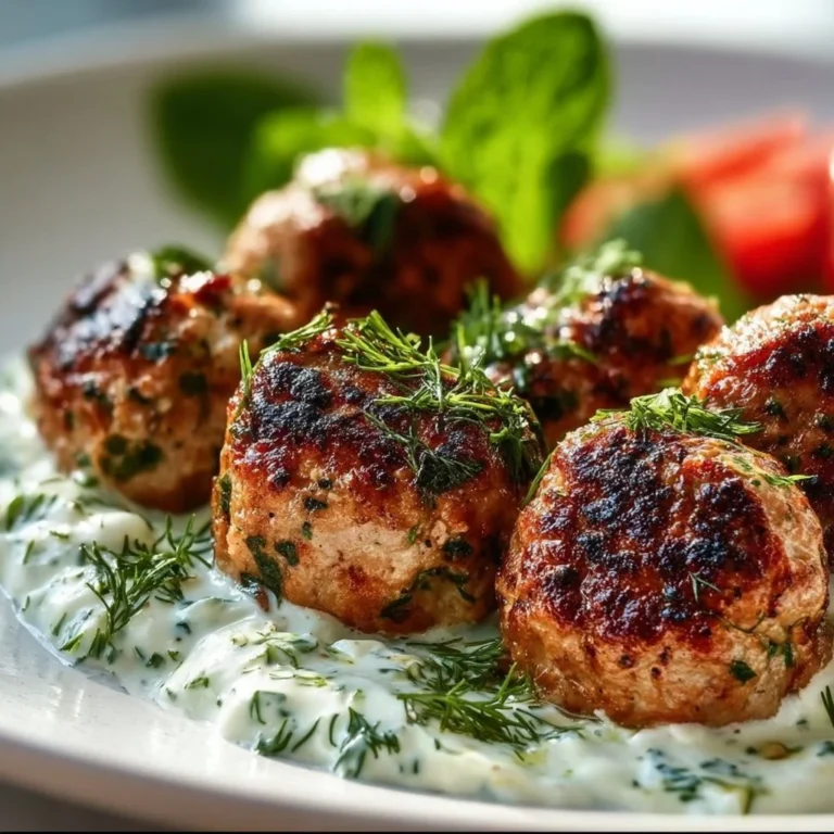 Greek Turkey Meatballs served with Tzatziki sauce