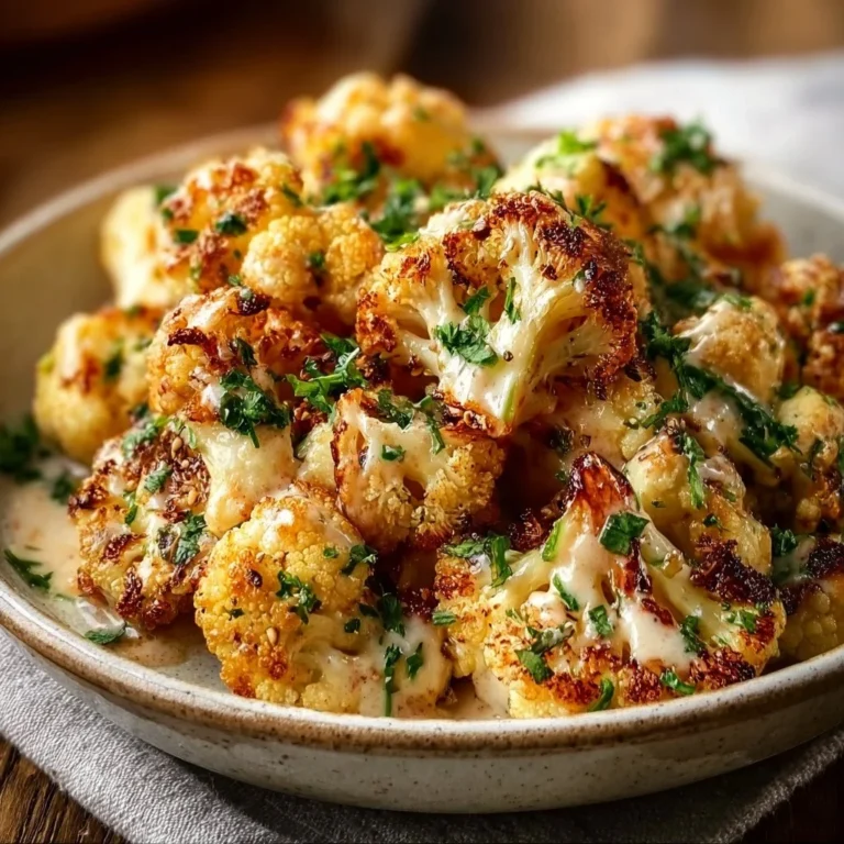 Plate of Moroccan Cauliflower drizzled with tahini and honey
