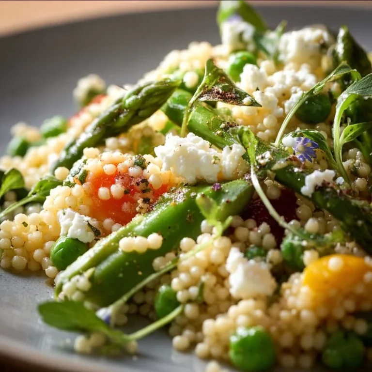 Vibrant Easter Couscous Salad with colorful vegetables and herbs.