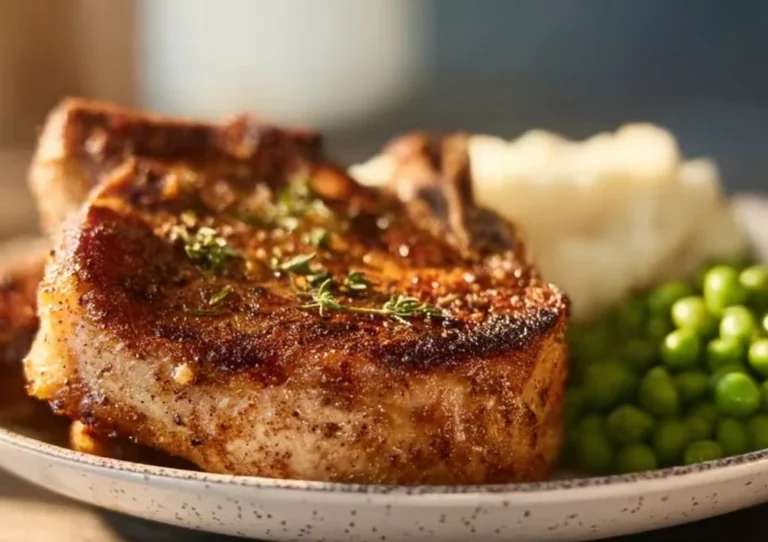 Delicious air fryer pork chops served with herbs and spices