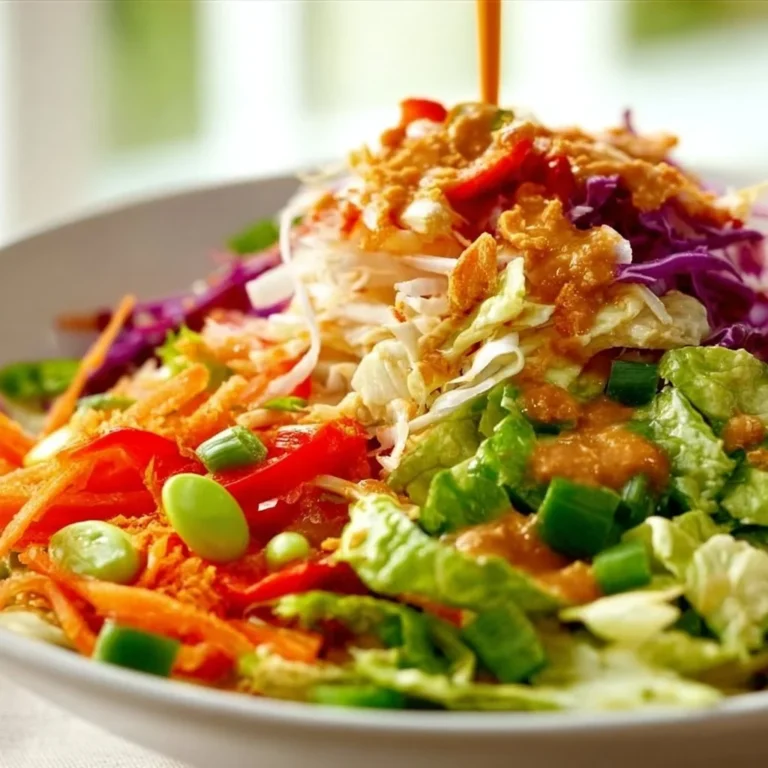 Asian Chicken Crunch Salad with fresh vegetables and chicken pieces
