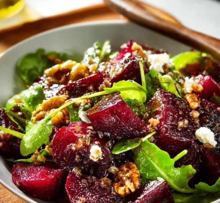 Vibrant and nutritious beet salad with greens and dressing