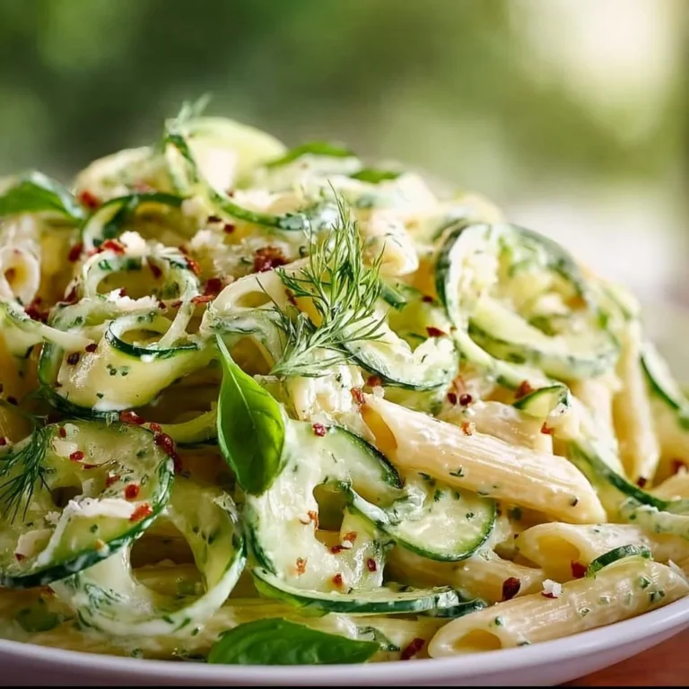 Delicious cucumber pasta salad with fresh ingredients