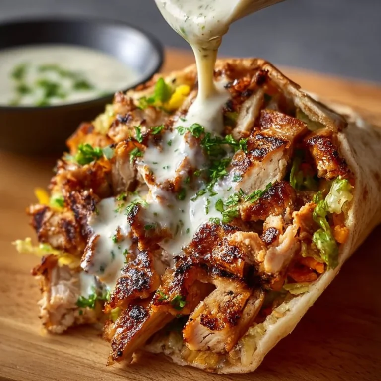 Delicious chicken shawarma served with garlic sauce on a platter
