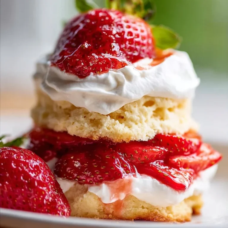 Classic Strawberry Shortcake with fresh strawberries and whipped cream