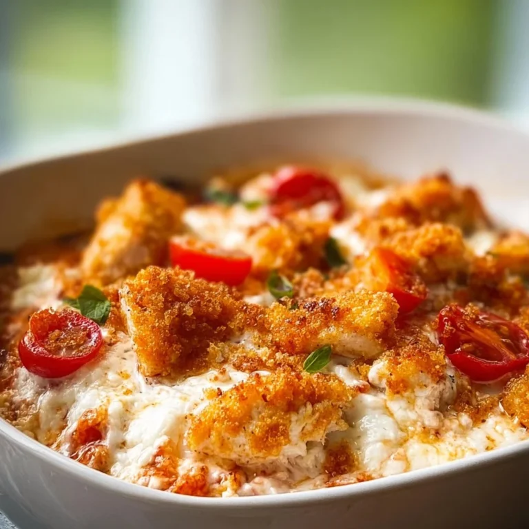 Cottage Cheese Chicken Parmesan Bowl topped with cheese and herbs