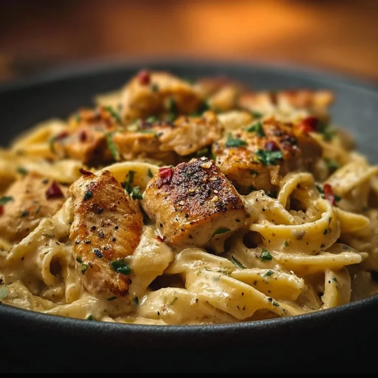 Creamy Cajun chicken pasta served in a bowl with herbs and spices