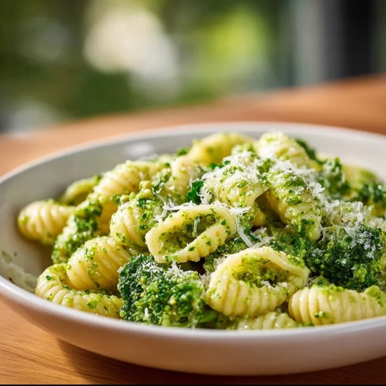 Plate of easy healthy broccoli pasta with fresh vegetables and herbs