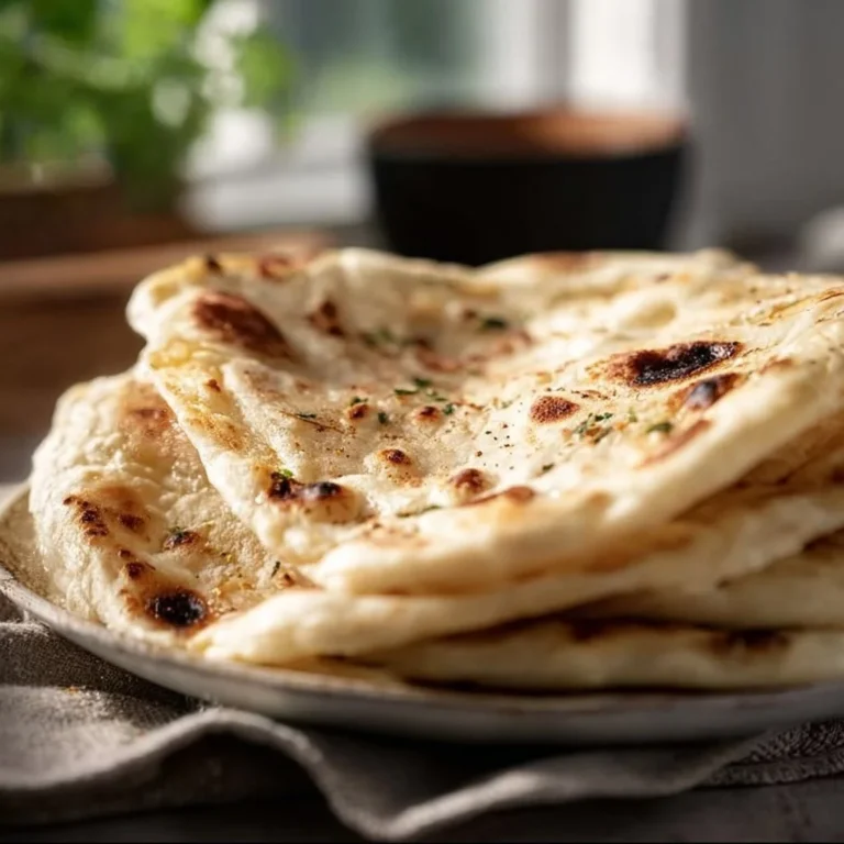 Homemade easy naan bread recipe for perfect fluffy texture