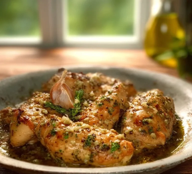 Delicious Garlic Butter Chicken served with herbs and spices