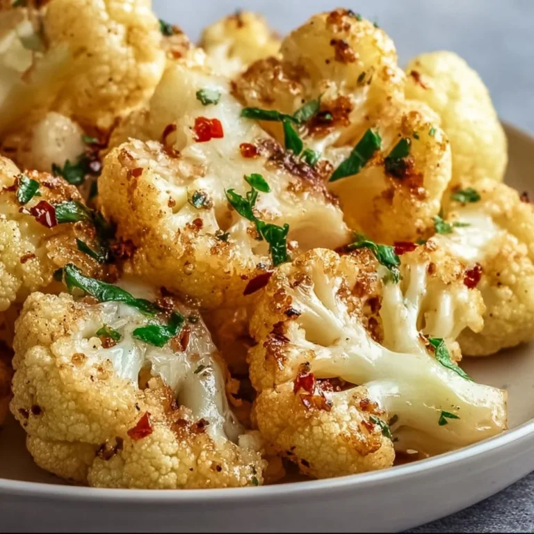 Garlic butter roasted cauliflower dish garnished with herbs