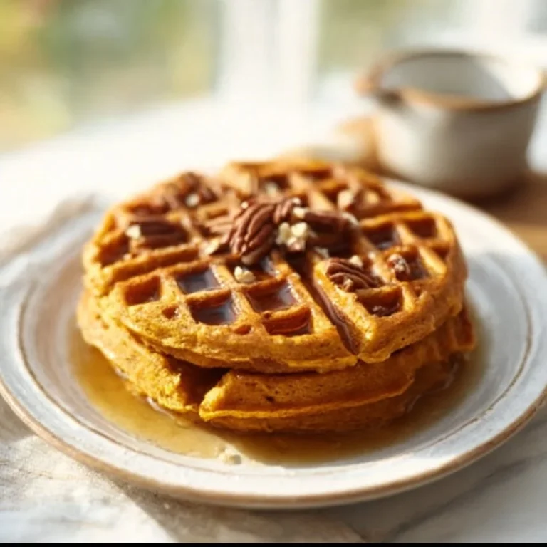 Delicious gluten-free almond flour pumpkin waffles on a plate