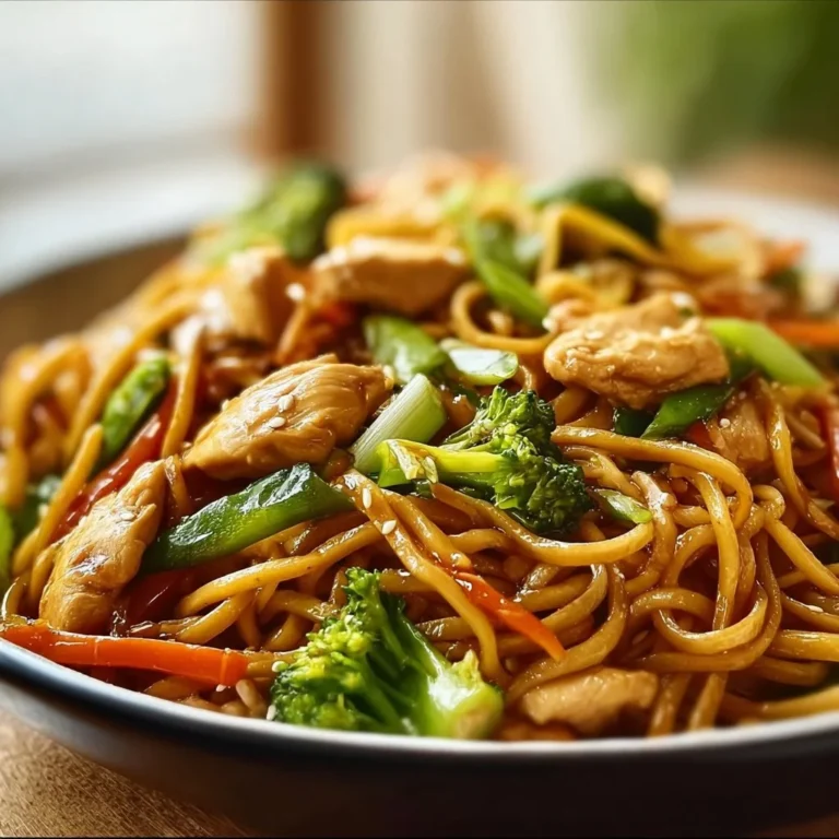 Gluten-free Chicken Lo Mein stir-fry with vegetables and chicken in a wok.