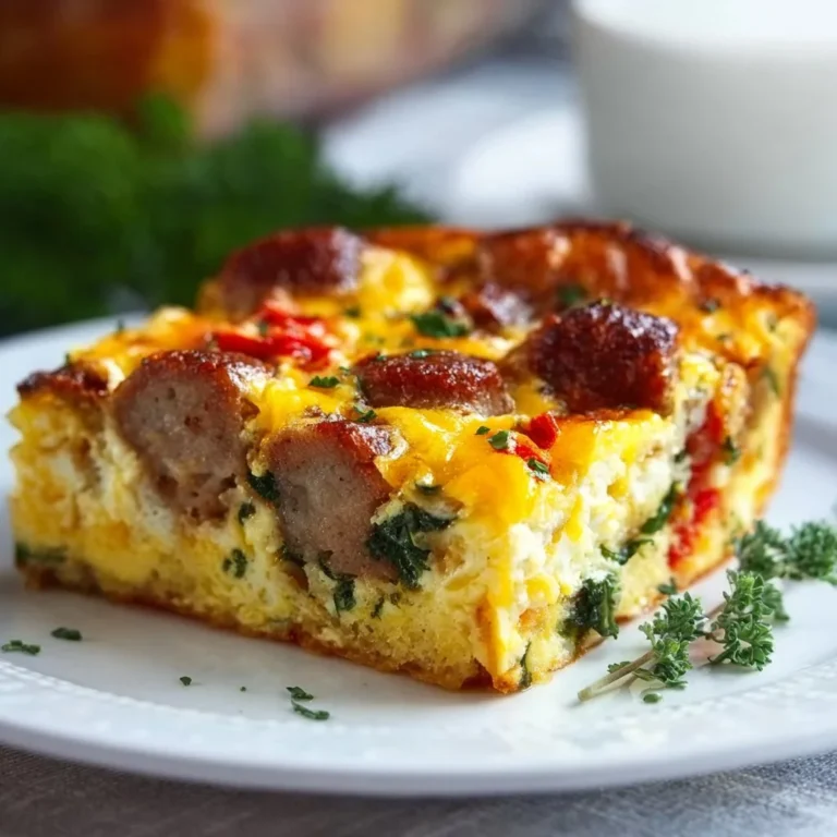 Gluten-Free Egg and Sausage Casserole served in a baking dish