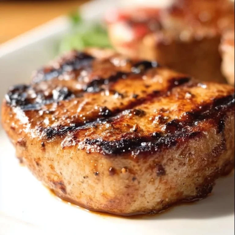 Delicious grilled boneless pork chops on a serving platter