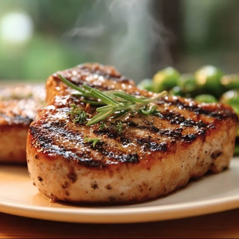 Juicy grilled boneless pork chops seasoned and ready to serve
