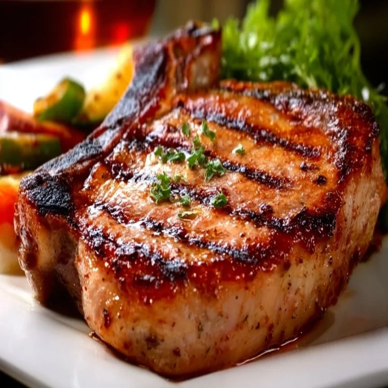 Delicious grilled pork chops marinated to perfection.