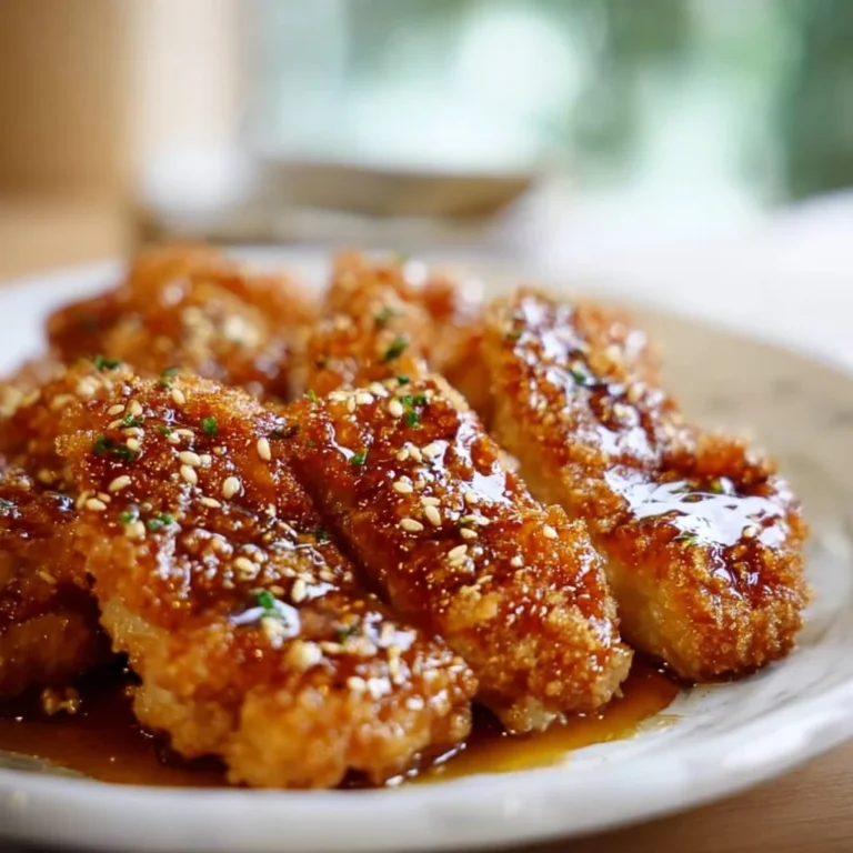 Honey garlic crispy chicken garnished with green onions on a plate