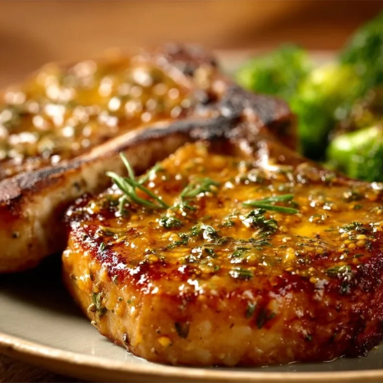 Delicious honey mustard pork chops served with sides for a flavorful meal