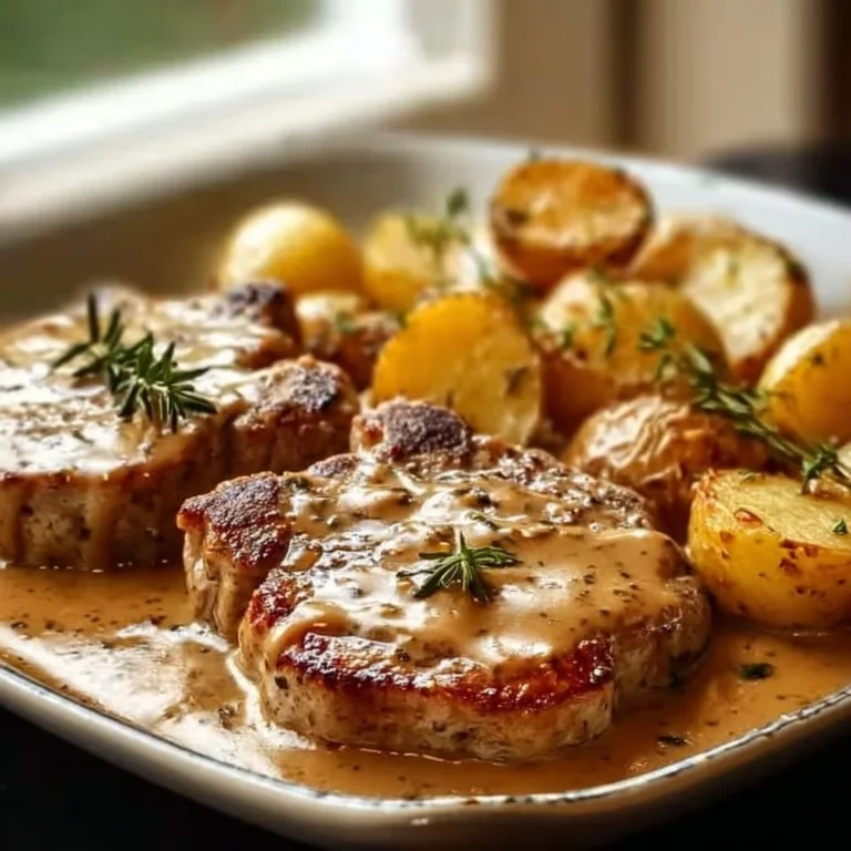 Indulgent Royal Kitchen Smothered Pork Chops served with Potato Gravy