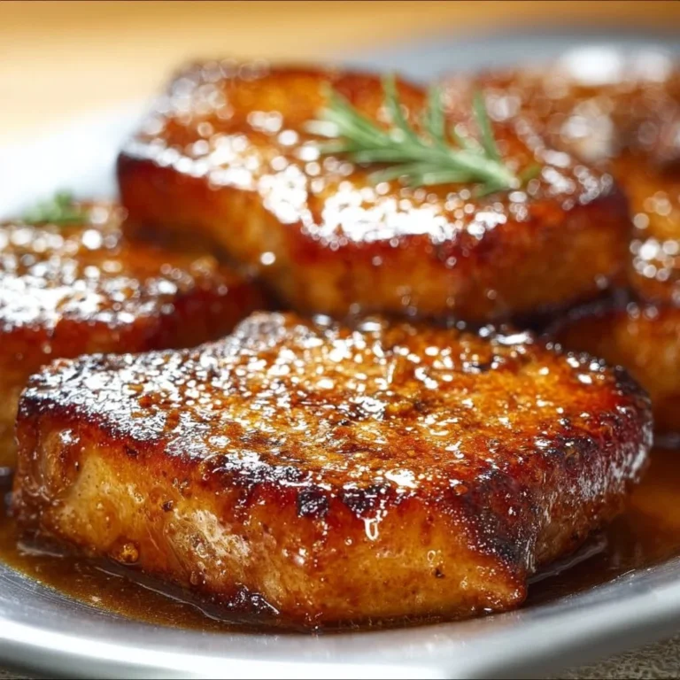 Maple glazed pork chops served with a side of vegetables