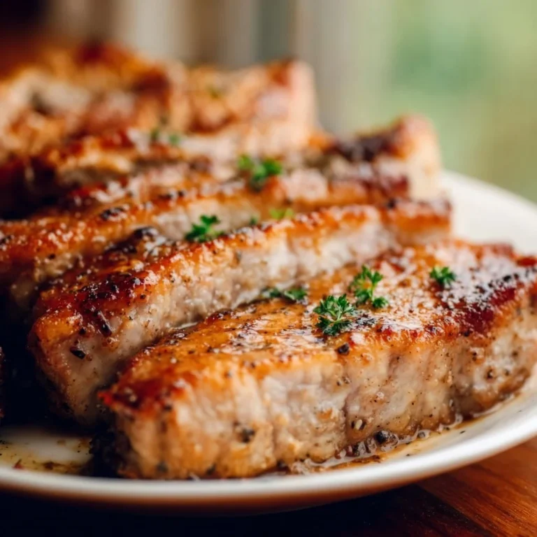 Juicy oven-baked pork chops served with vegetables