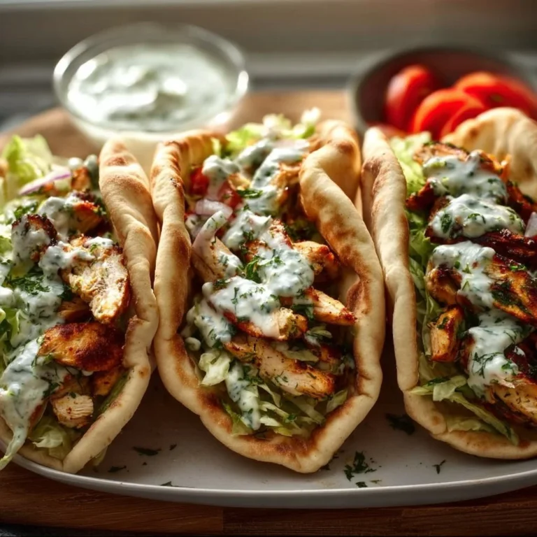 Sheet Pan Chicken Pitas served with Herby Ranch dressing on a plate