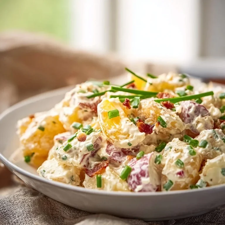 Creamy Steakhouse Potato Salad served in a bowl with parsley garnish