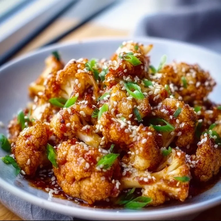 Sticky sesame cauliflower cooked to perfection with glaze and sesame seeds