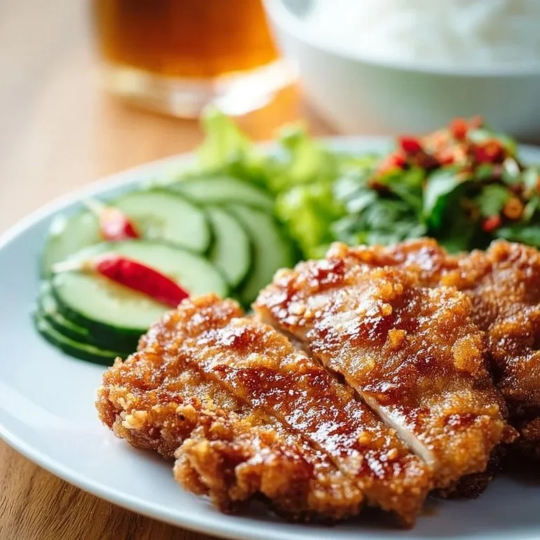 Delicious Taiwanese fried pork chops served with a side of vegetables