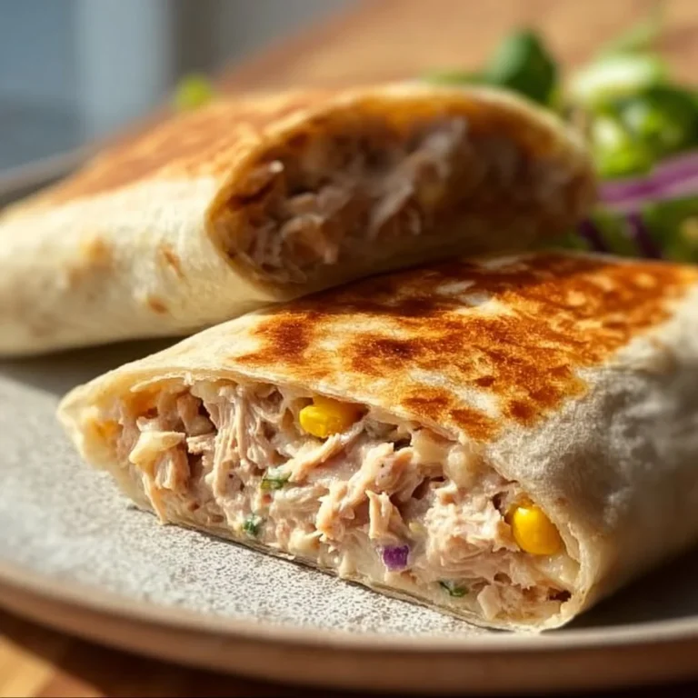 Tuna melt wrap with melted cheese and fresh ingredients
