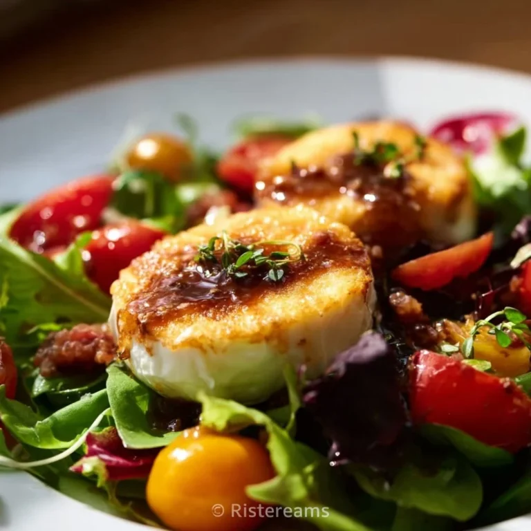 Warm French goat's cheese salad with mixed greens and nuts