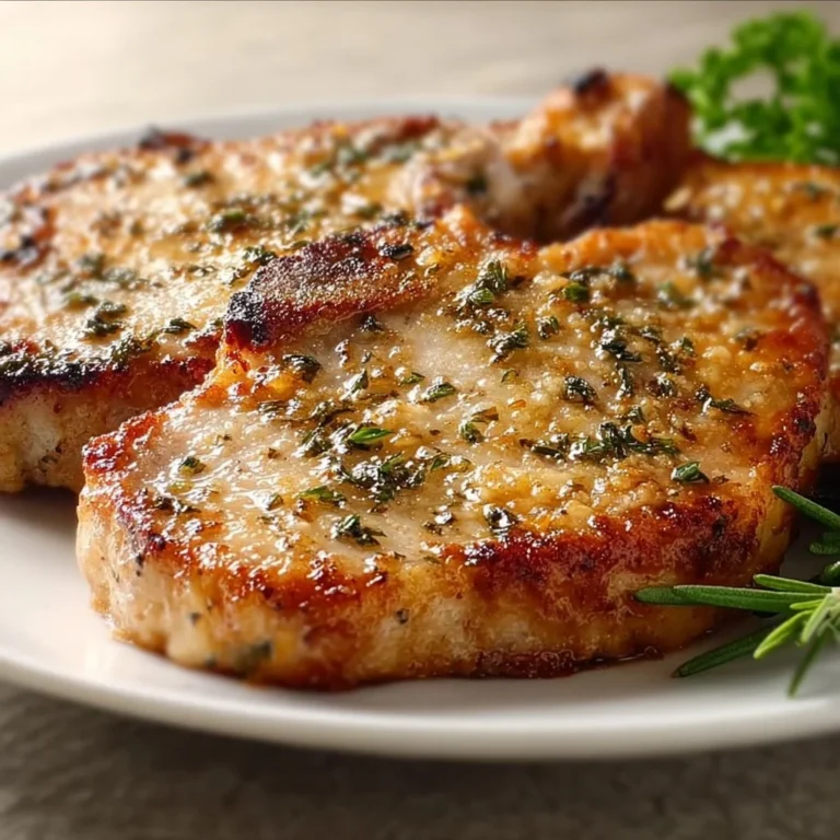 Baked garlic parmesan pork chops served on a plate