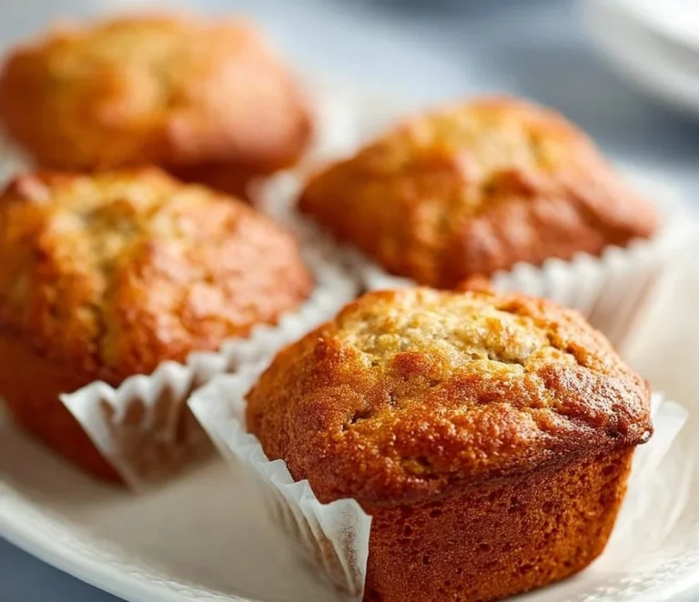 Freshly baked banana bread muffins on a cooling rack