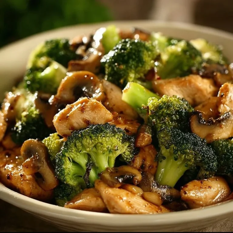 Delicious Chicken Stir-Fry with broccoli and mushrooms on a plate