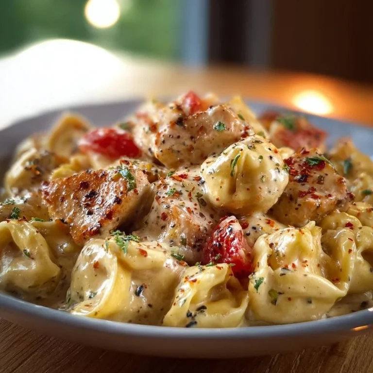 Delicious creamy Crockpot Marry Me Chicken Tortellini served in a bowl