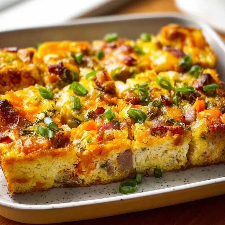 Delicious easy breakfast casserole with eggs, cheese, and vegetables