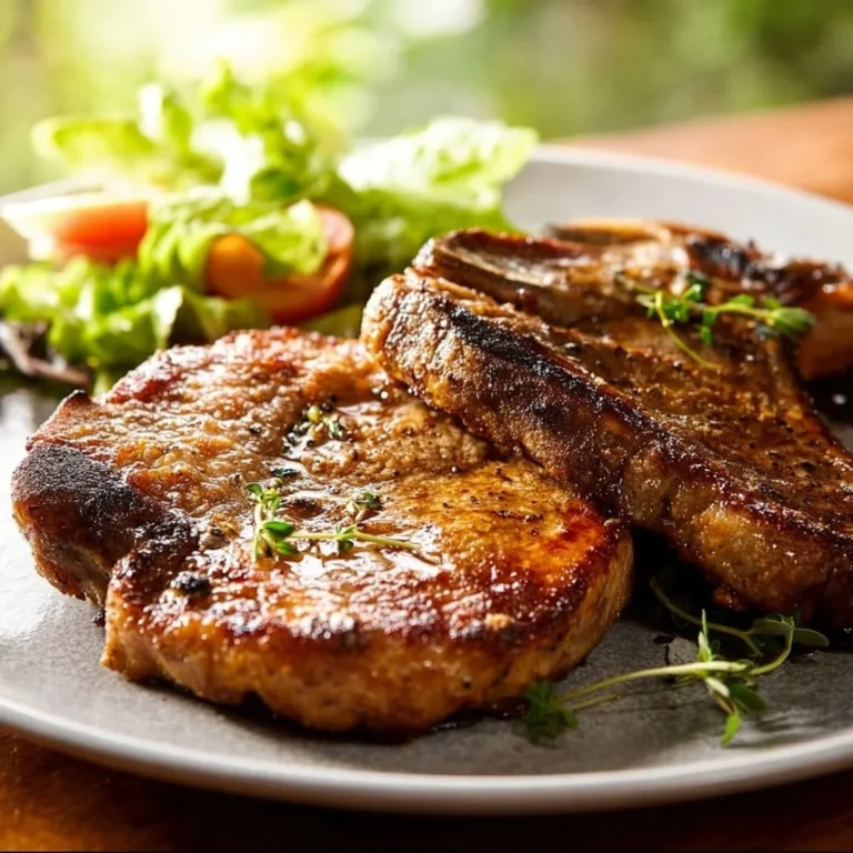 Delicious Fried Chop - Puerto Rican Pork Chops served with colorful garnishes