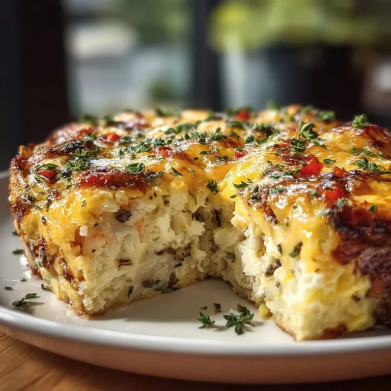 Delicious gluten-free breakfast casserole topped with cheese and vegetables
