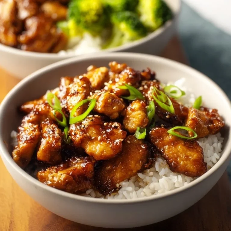 Honey Garlic Chicken Rice Bowl with vegetables and fluffy rice