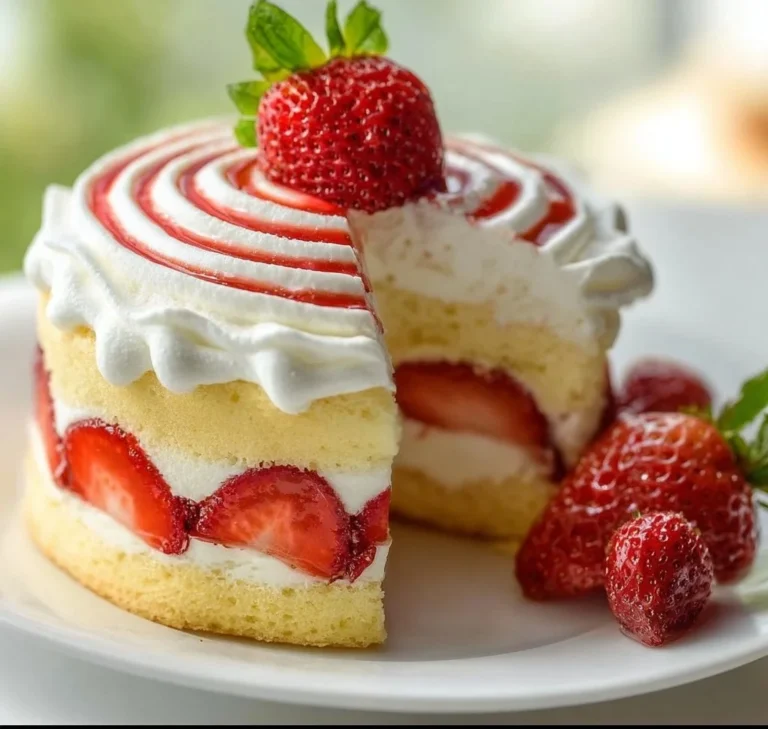 Homemade strawberry shortcake with fresh strawberries and whipped cream