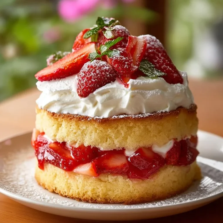 Quick strawberry shortcake with fresh strawberries and whipped cream