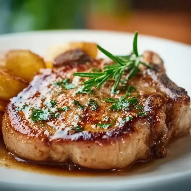 Delicious Savory Pork Chop Supreme served with sides