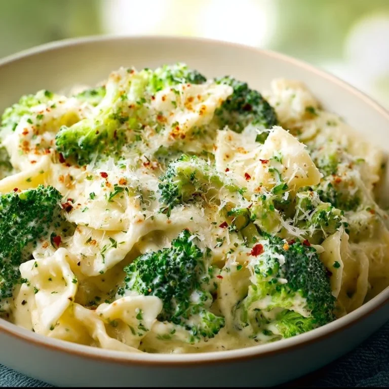 Delicious bowl of Simple Cottage Cheese Alfredo with Broccoli
