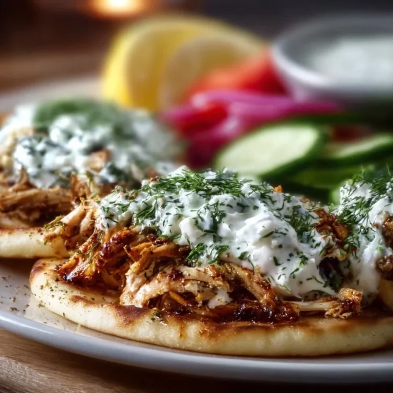 Slow cooker chicken gyros served with homemade tzatziki sauce.