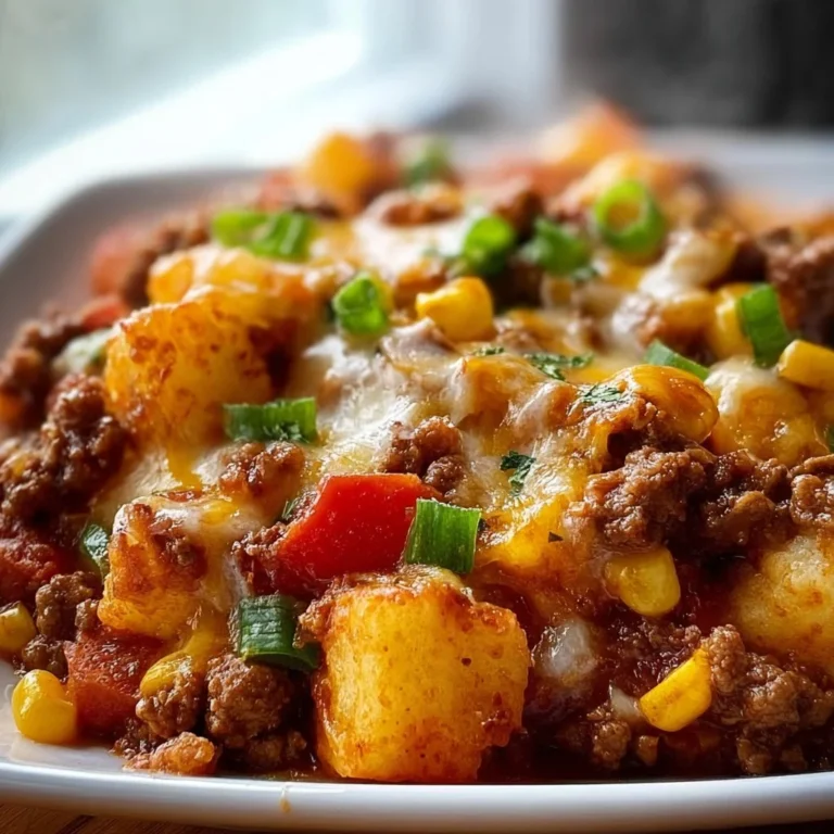 Slow Cooker Cowboy Casserole prepared with hearty ingredients in a crockpot